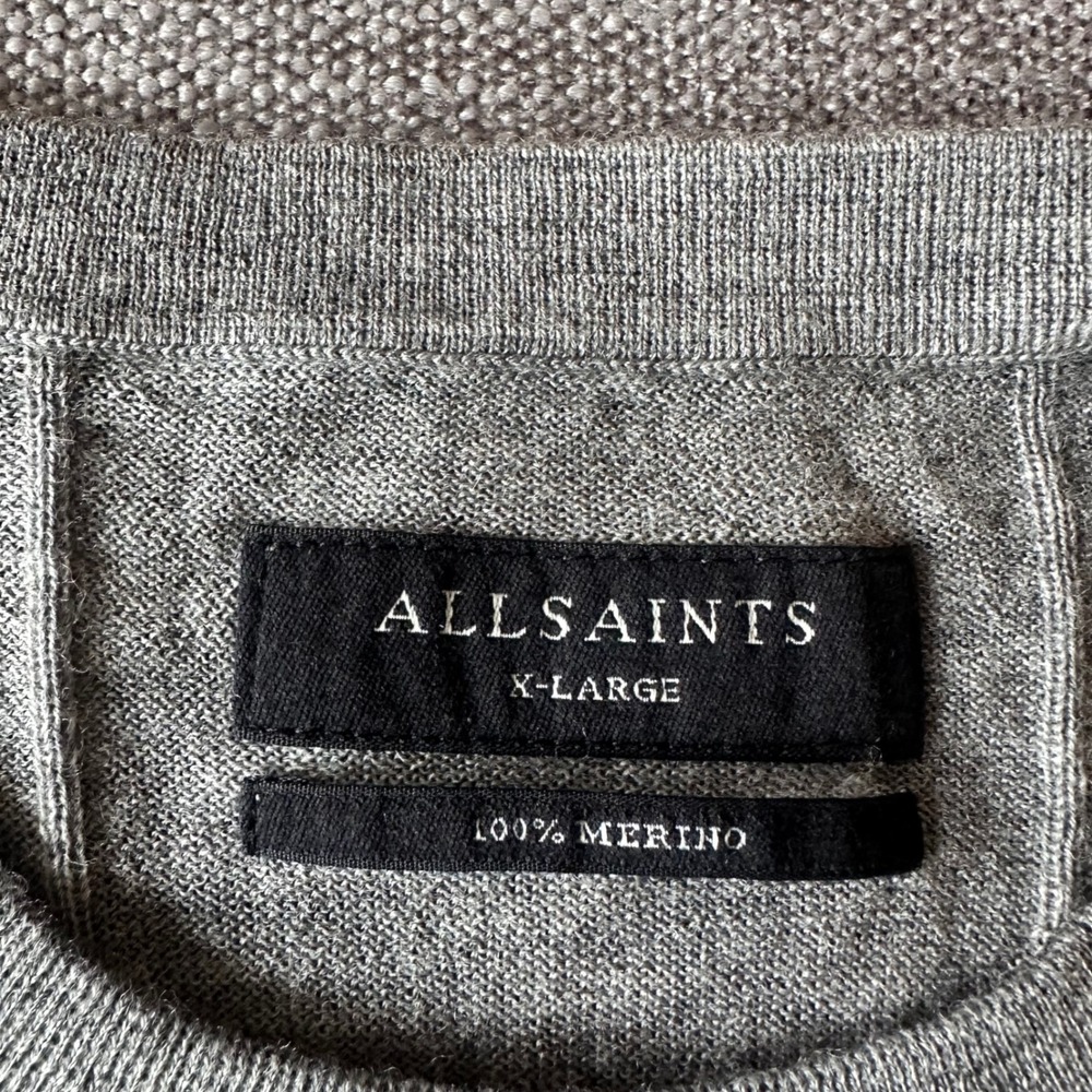 AllSaints Merino Wool Sweater Mens XL Grey NEW Ramskull Crew Neck Pullover - Picture 4 of 11